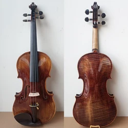 High-grade cashew paint Complete Backboard flame maple Handmade Violin 4/4 deep colour brown professional musical instrument