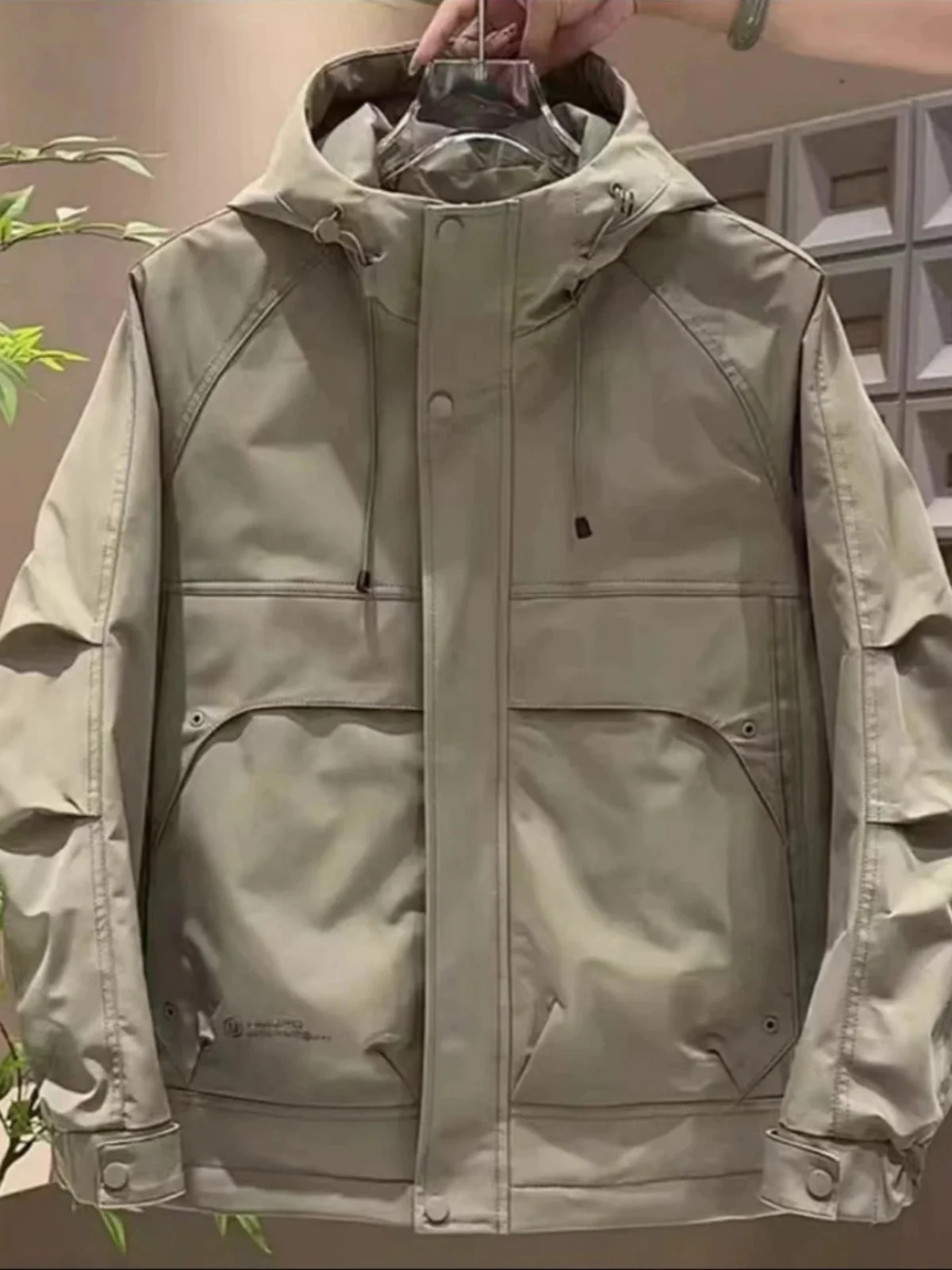 

Faionable Versatile Men's Jaet Winter Warm Cotton Lined Hooded Zipper Long Sve Outdoor Indoor Casual Sli Coat