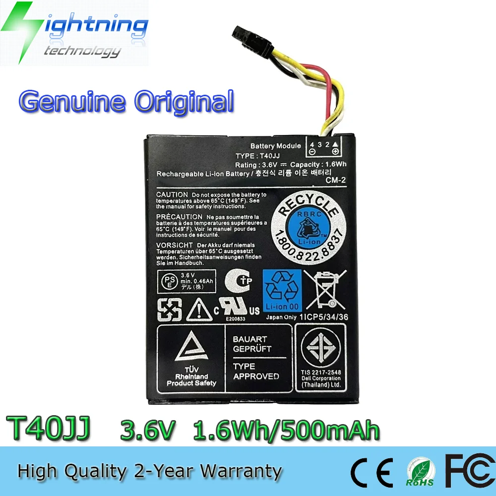 T40JJ 3.6V 1.6Wh Original Battery for Dell PERC H710 H810 RAID Controllers