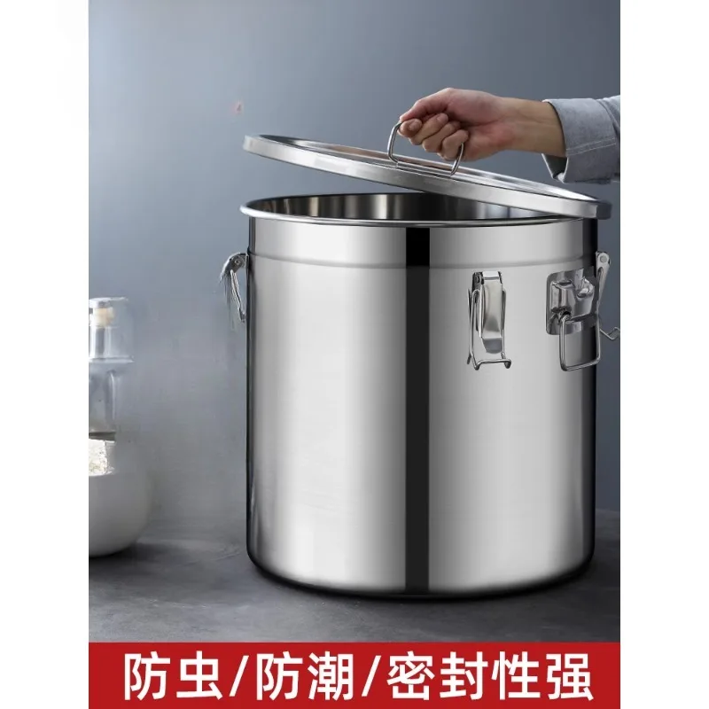 Moisture-proof rice barrel insect-proof sealed barrel stainless steel barrel rice household thickened flour storage tank