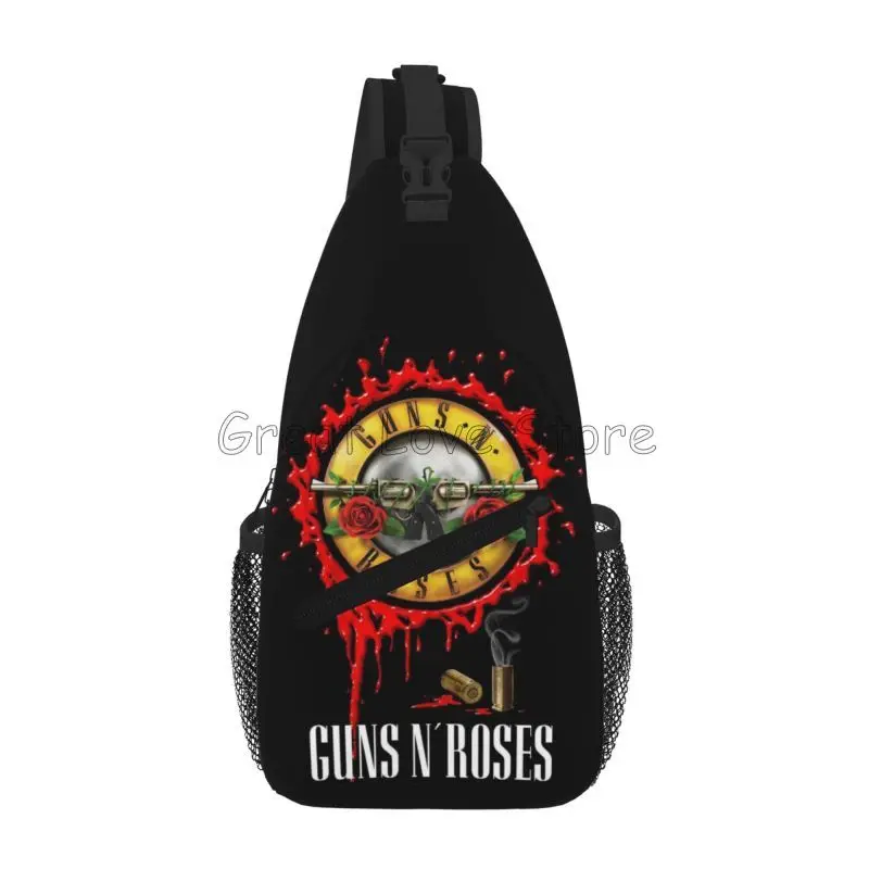 Heavy Metal Guns N Roses Sling Bag Unisex Waterproof Crossbody Bag Portable Casual Chest Bags for Travel Sports Hiking Cycling