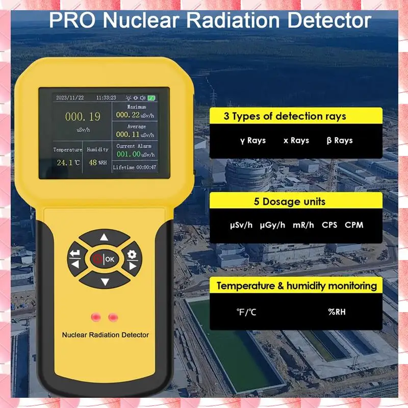 JAJA Detector de radiação nuclear profissional Contador Geiger Detector de radiação Β Y X-Ray Gamma, com conjunto de alarme, HP-886A