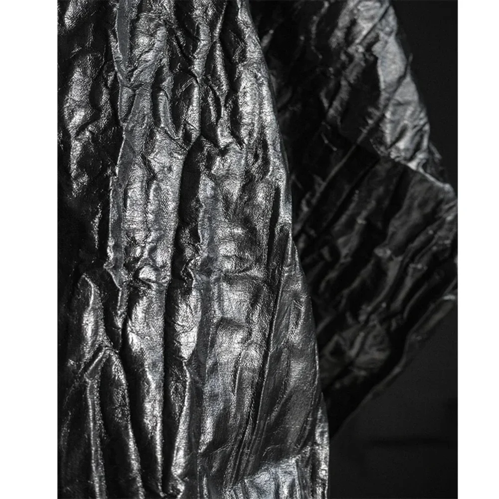 

Oil Wax Leather Fabric By The Yard Pleated Creative Suit Jacket Designer Apparel Sewing Material Diy Sew Cloth Per Meters