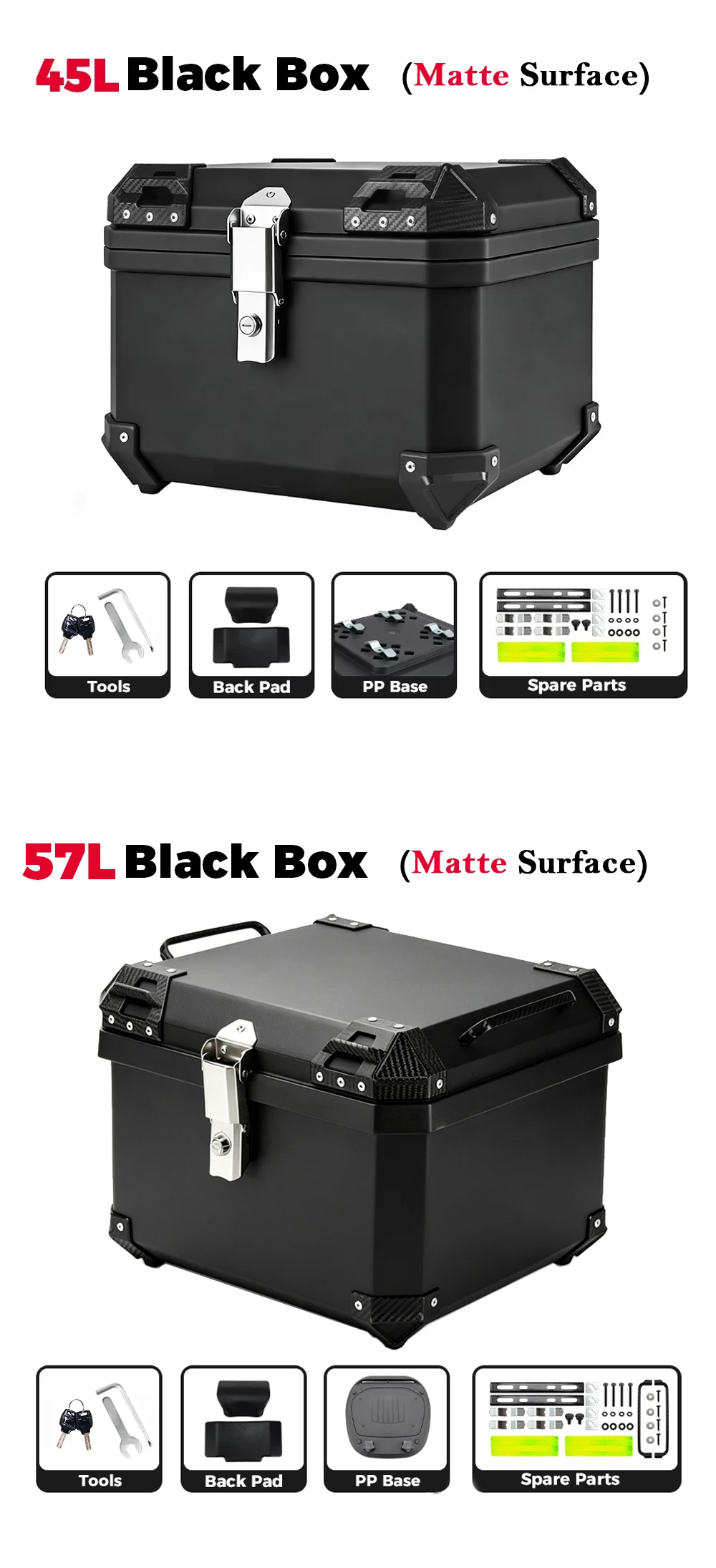 KEMIMOTO 45L/65L Motorrad-Topcase Universeller ABS-Kunststoff-Koffer Motorrad-Heckbox für Motorräder Abnehmbarer Koffer mit Schloss – Detail 16