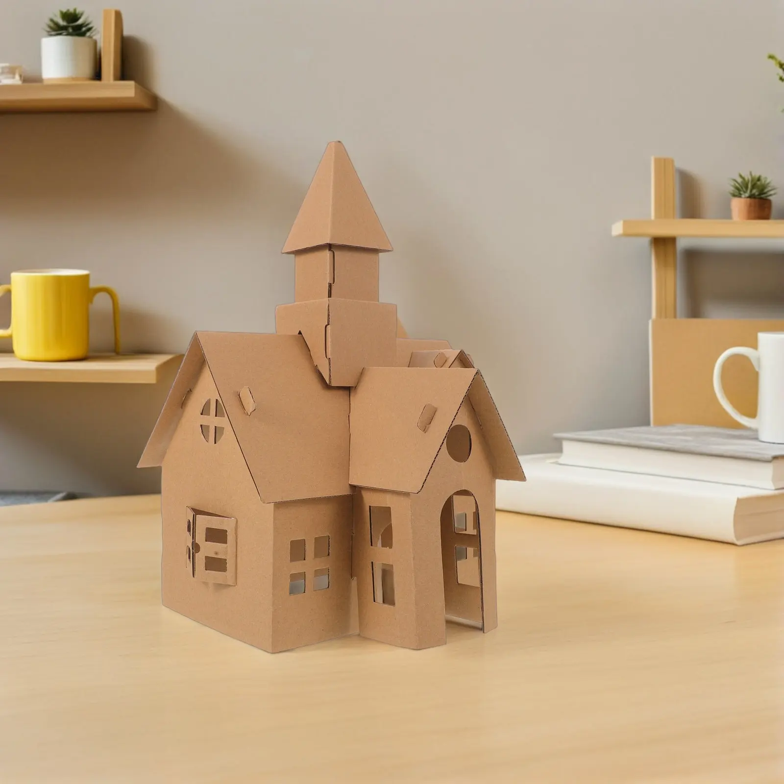 6Pcs Cardboard House Kit for Kids Unfinished Miniature Building Set Stimulates Creativity Spatial Awareness Coloring Fun Parent