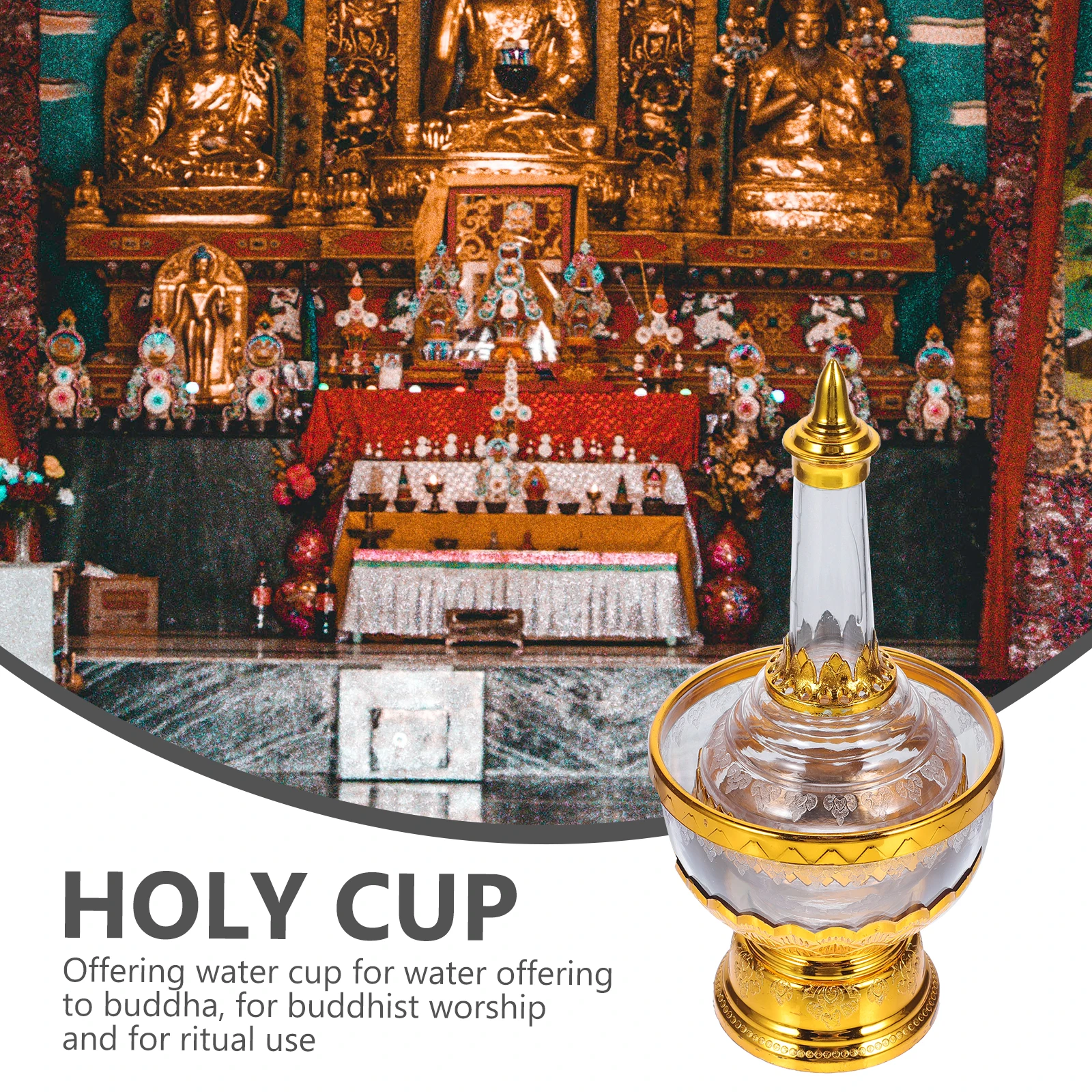 

Multi function Decorative Offering Cup Desktop Plastic Delicate Buddhism Tabletop Vase Home Temple Use