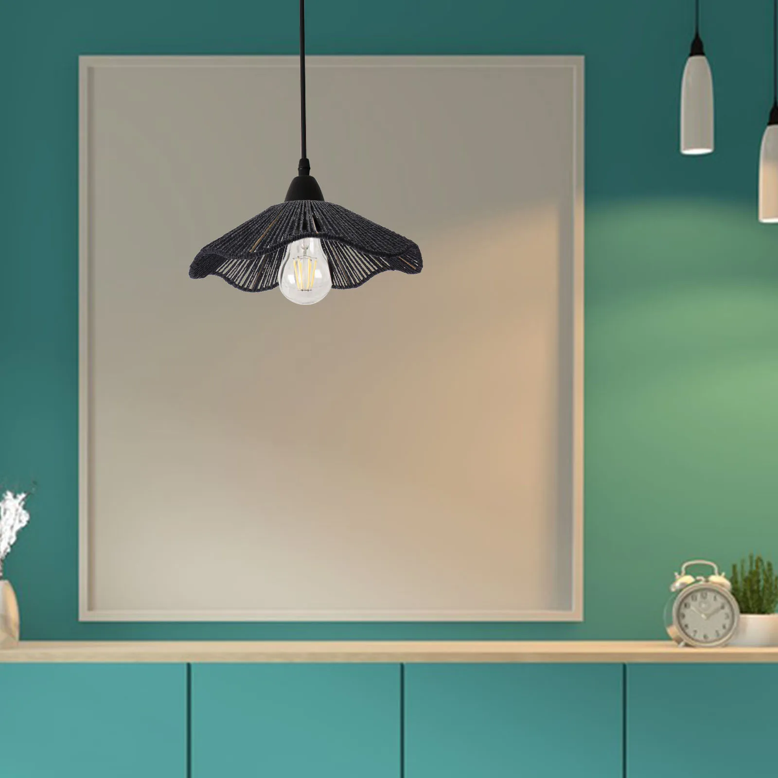 

Stylish Minimalist Handwoven Lampshade Soft Lighting Hollow Design Ceiling Pendant Light Cover For Living Room Bedroom