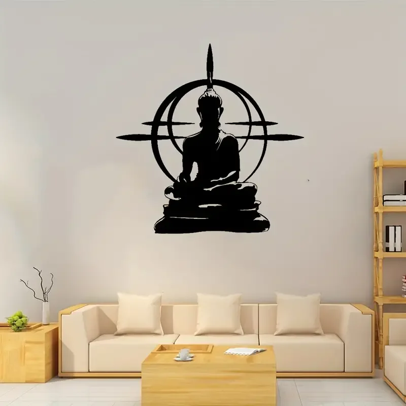1pc Creative Wall Sticker, Buddha Mandala Pattern Self-Adhesive Wall Stickers, Bedroom Entryway Living Room Porch Home Decoratio