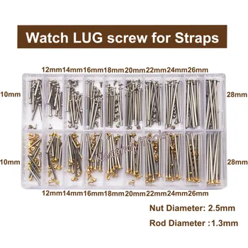 Herramienta de reparación de pasadores de enlace de correa de barra de resorte de correa de reloj de acero inoxidable de 10 tamaños -- Piezas de reloj tornillo de terminal 10 - 28 mm Herramientas