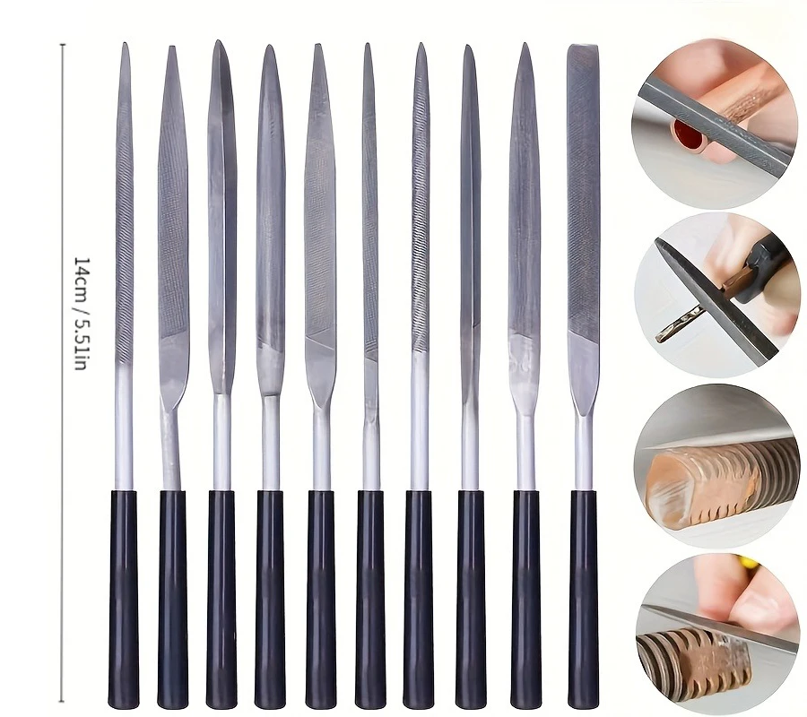 10pcs/set Metal Needle File Set Wood Rasp Metal Polishing Hand FileTools Steel Rasp Needl Filing For Metal Glass Stone Wood Carv