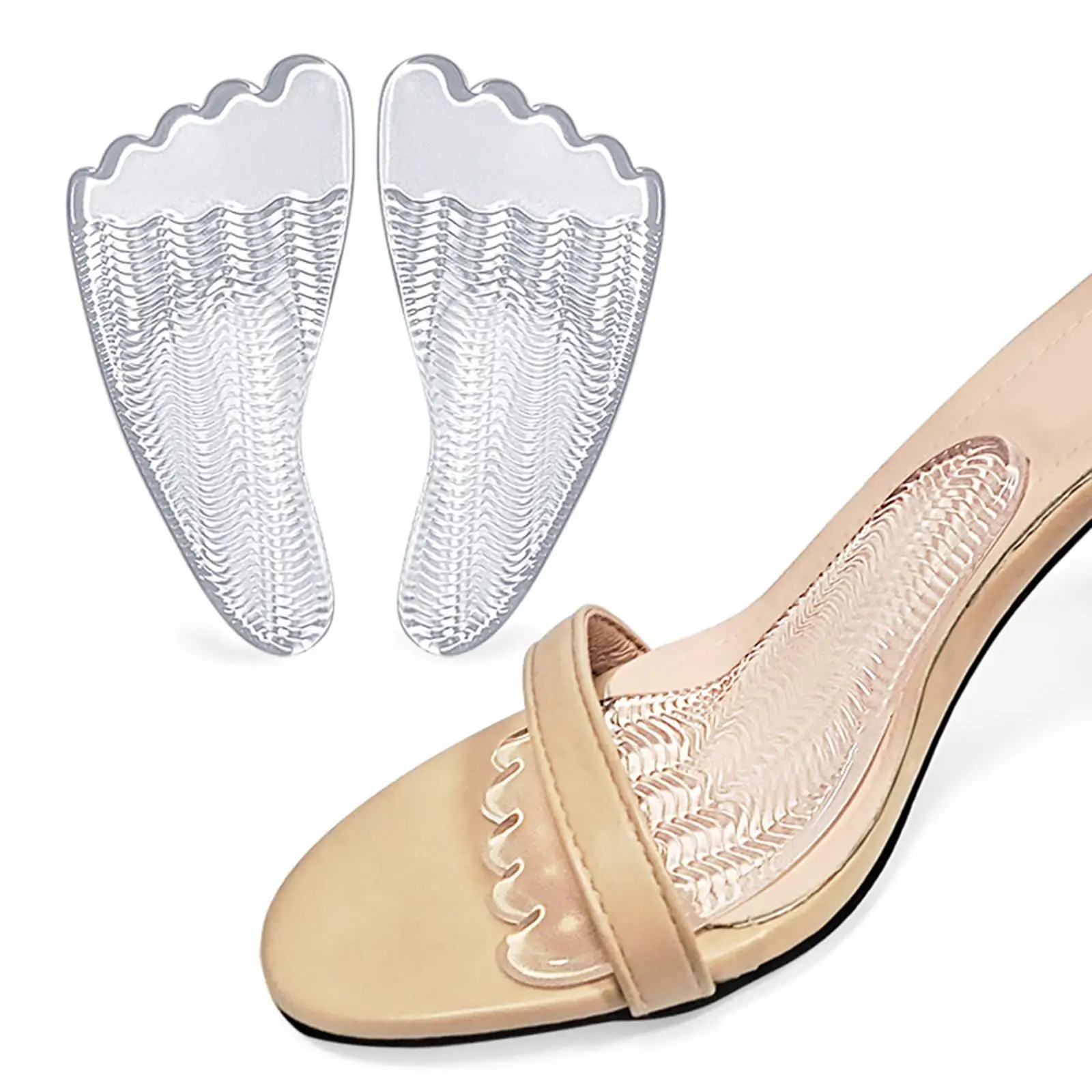 2 Pieces Arch Support Shoe Inert Portable Anti Slip Universal High Heel Inserts for Sandals Sports Flats Boots Casual Shoes