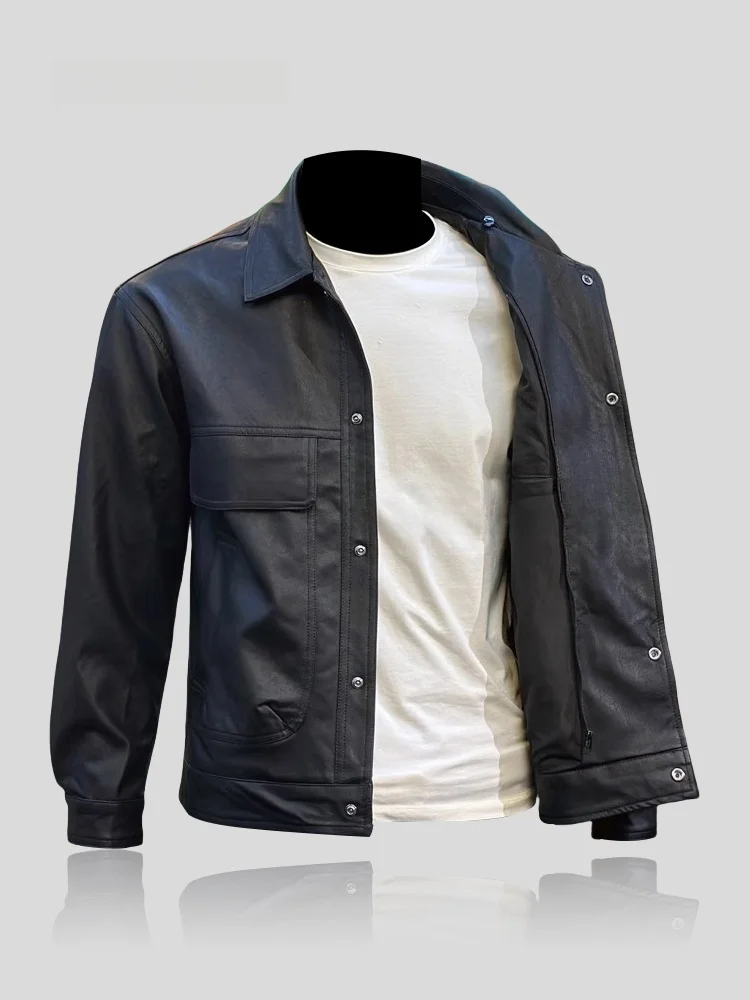 

Detachable Hooded Casual Jacket Single Button Men's Slim Fit Leather Jacket Youth Fashionable Sun Protection Clothing