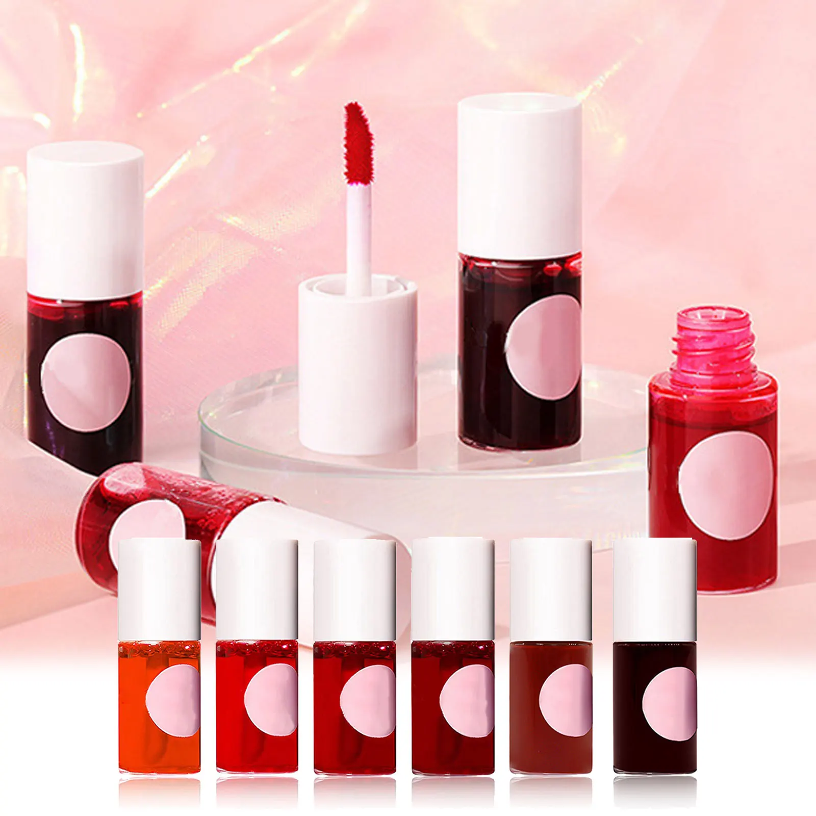 

6 Colors Lip Gloss Mini Lip Glaze Mirror Long Lasting Nonstick Cup Lip Makeup Waterproof Moisturizing Liquid Lipstick Cosmetic