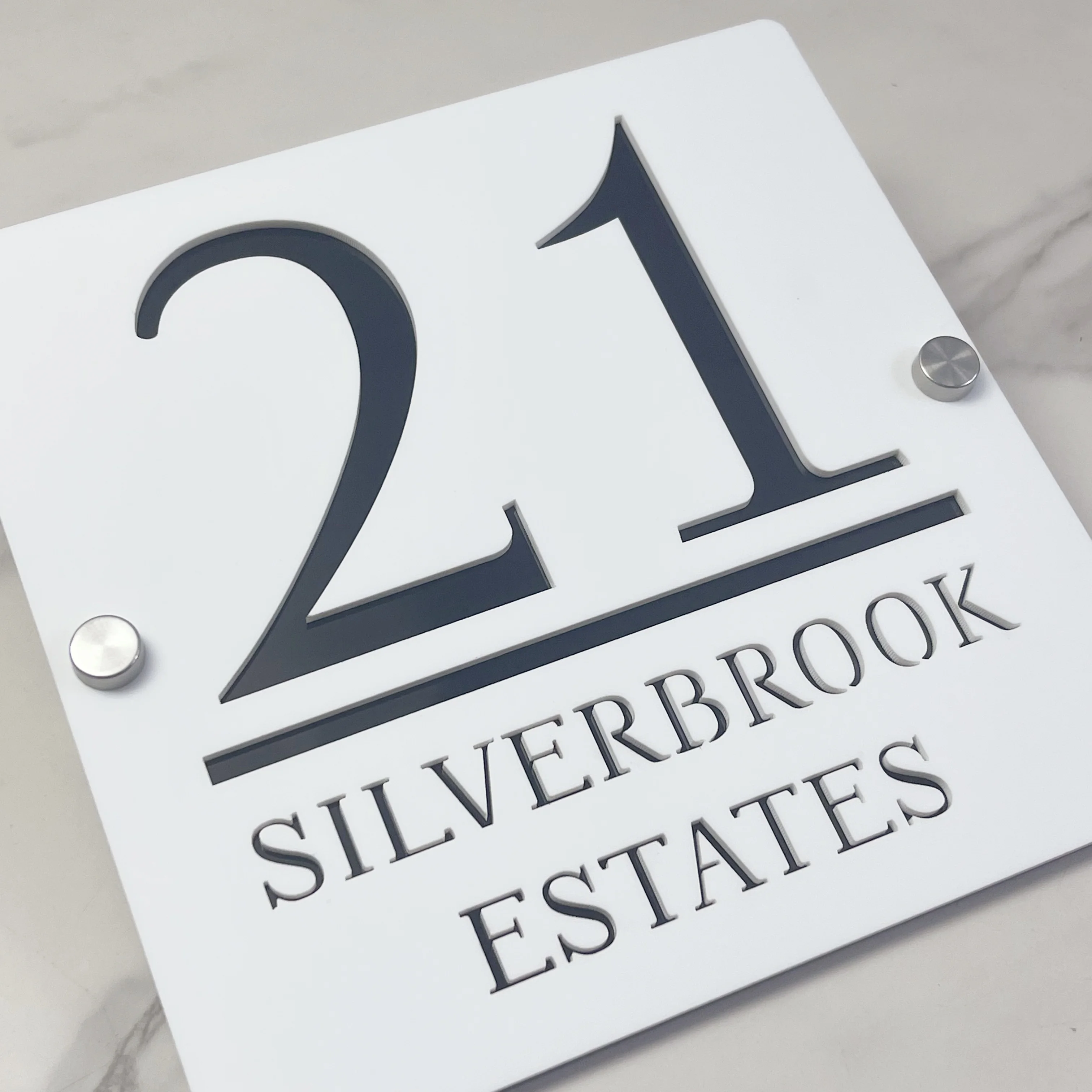 ป้ายบ้านอะคริลิกตัดด้วยเลเซอร์ส่วนบุคคล |   ป้ายหมายเลขประตูโมเดิร์นลอยน้ํา 3 มิติ |   ชื่อที่อยู่กลางแจ้งกันน้ําแบบกําหนดเองบ้าน