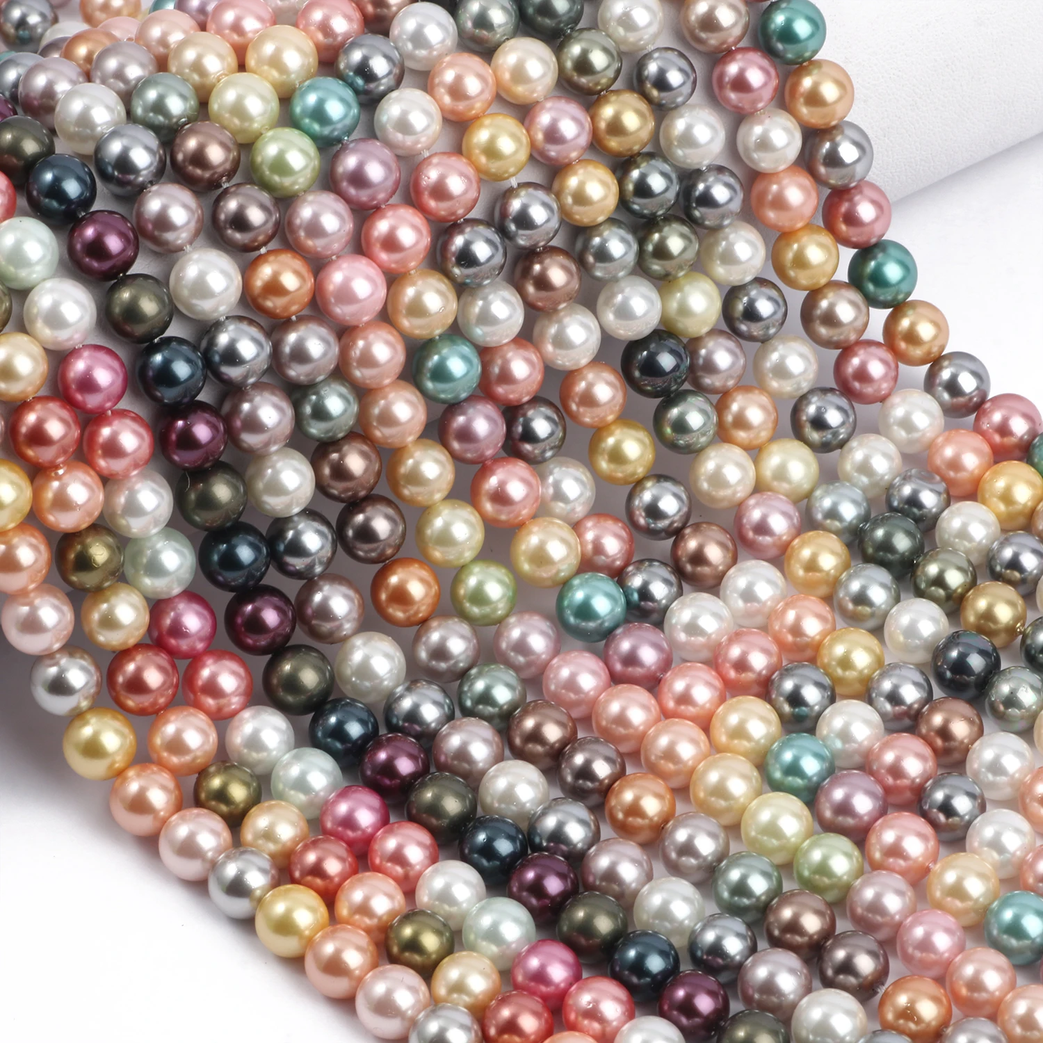 Natural Multicolor Shell Pearls Beads Shell Round Loose Spacer Beads for Jewelry Making DIY Bracelet Necklace Earrings 15inch