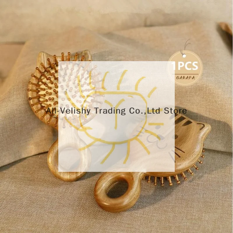 

Garapa Cartoon Cat Wooden Scalp Massage Comb Meridian Comb Toothed Head Hair Comb Body Beautify Massage Guasha Scraping Care