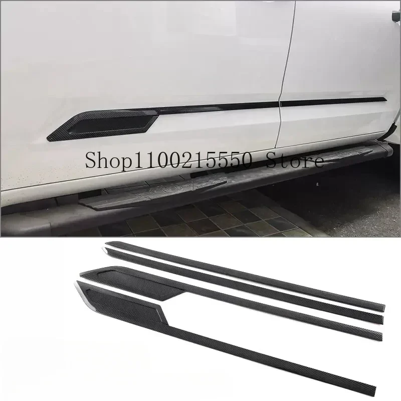 

For Toyota Tundra 2022-2023 Car Body Side Molding Trim Strip ABS Carbon Fiber Exterior Modification Accessories 4 Pcs