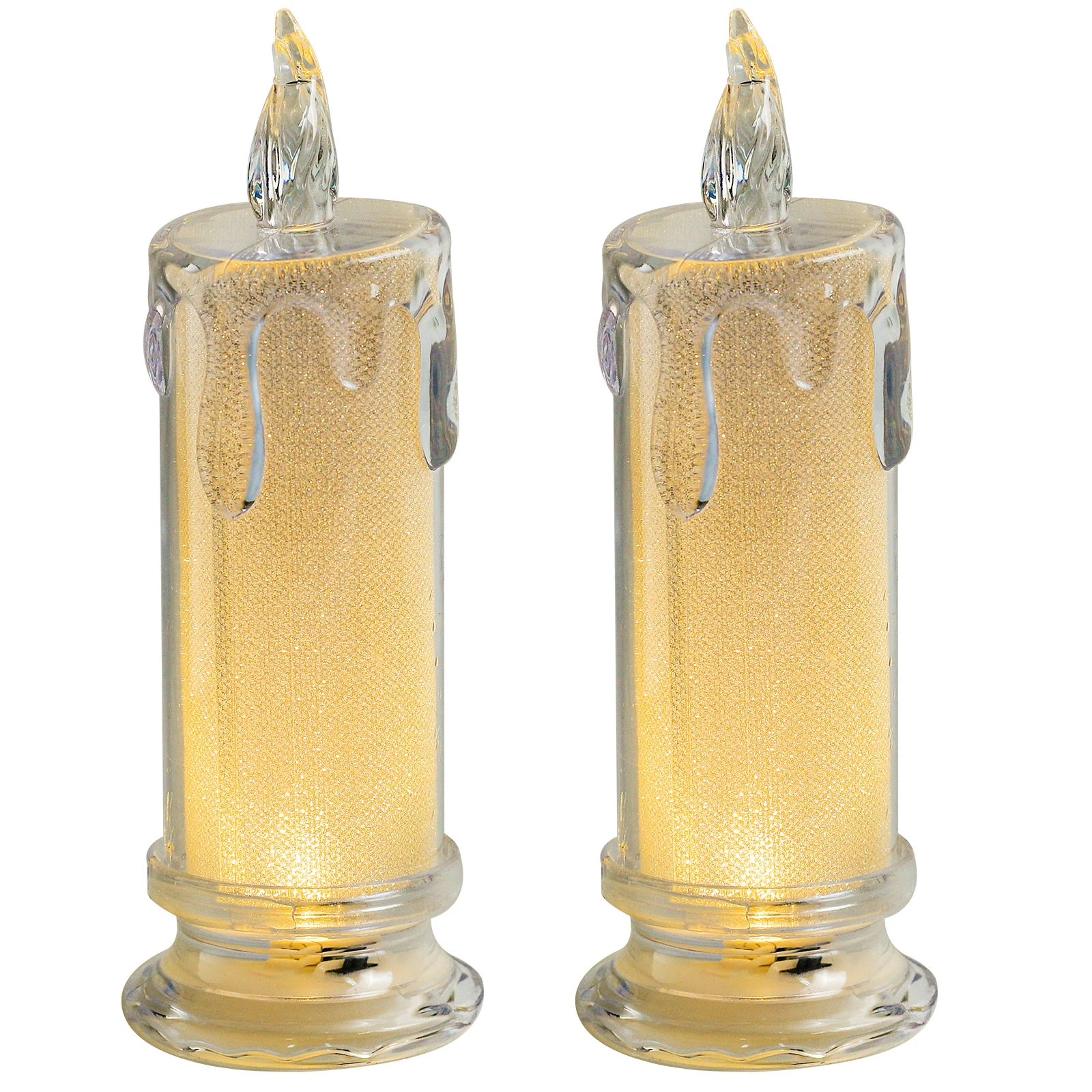 Flameless Candles 2pcs Candles Floating Led Candles Light Crystal Pillar Candles for Valentine\'s Day Birthday ​Decorations