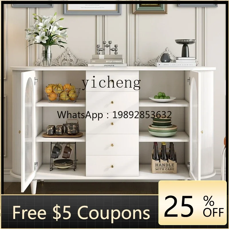 

ZC Solid Wood Sideboard Cabinet White Living Room Wall Cabinet Dining Room Storage Locker