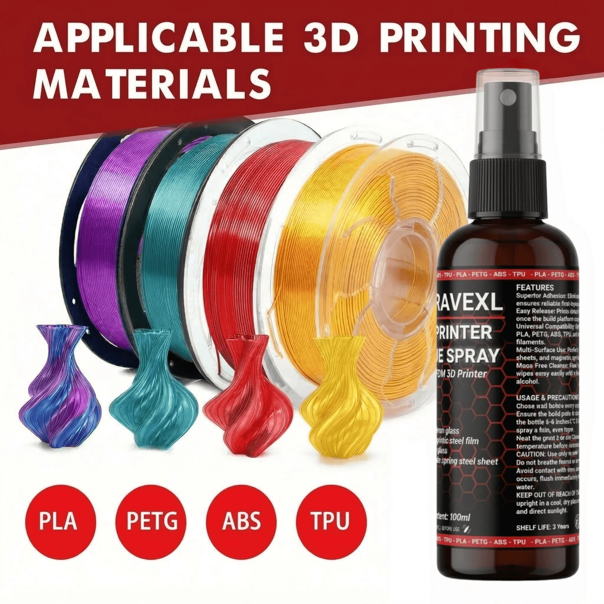 3D Printer Bed Adhesive Spray Strong Glue Anti-Warping Reduces Lift PLA ABS PETG TPU Filament Build Plate Printing Accessories view 3