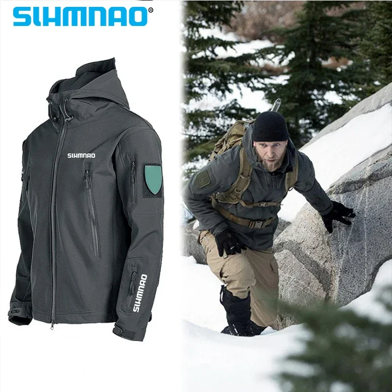 

Комплект рыболовного костюма Soft Shell 2025 года, осенне-зимняя мужская тактическая куртка, теплый уличный костюм для пешего туризма, охоты, альпинизма, велоспорта