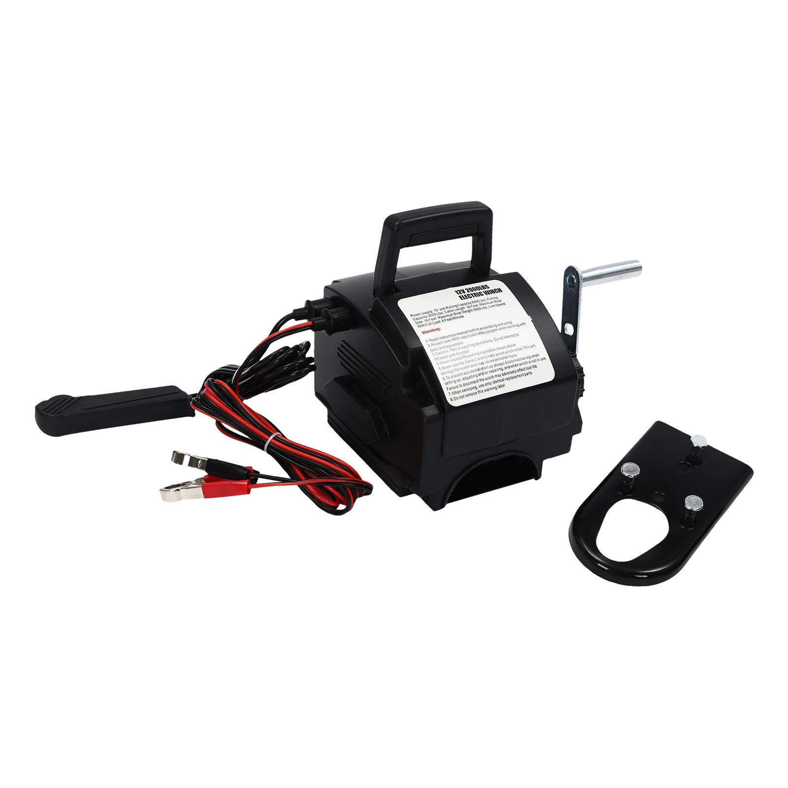 300W 12V Electric Winch Dual Control Modes Towing Tool 2000lbs Rated Pull Force Rescue Traction Tool