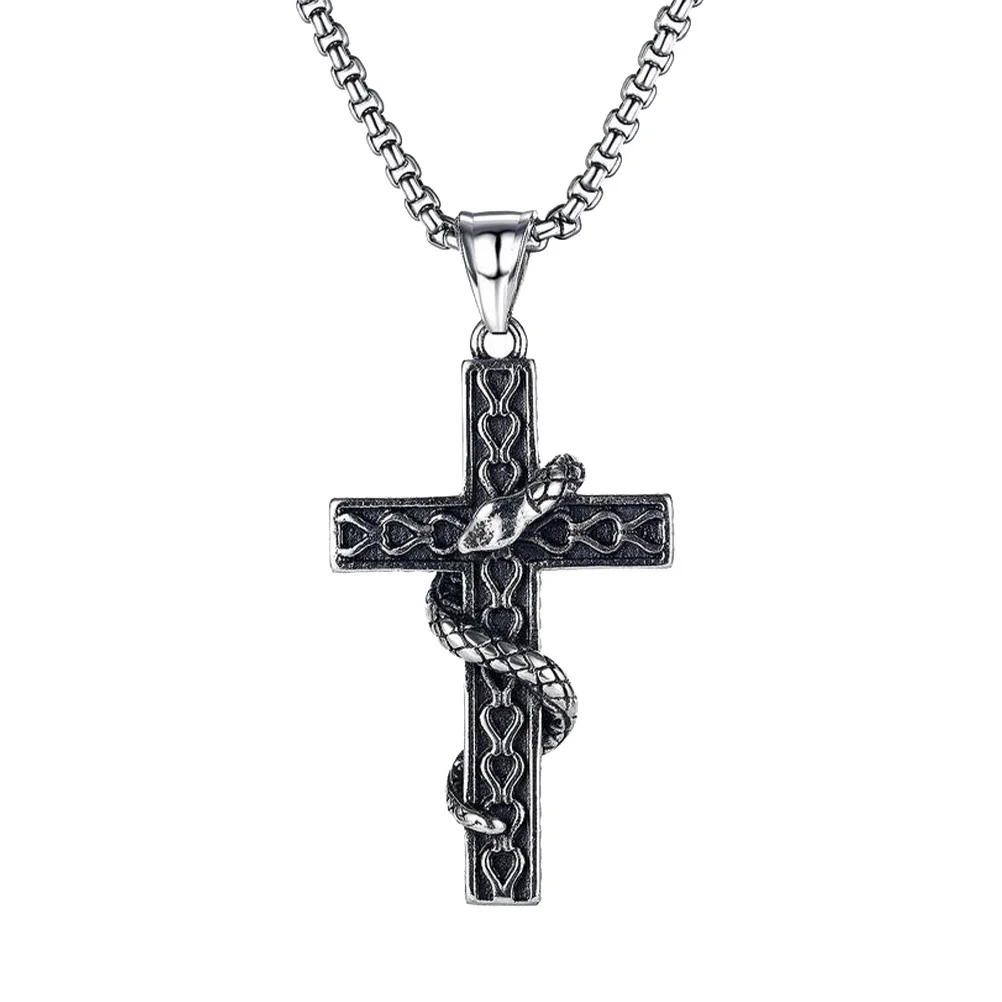 

1pc Titanium Steel Cross Pendant Necklace Stylish Retro Chic Fashion Men Jewelry Gift For Special Occasion Punk Choker