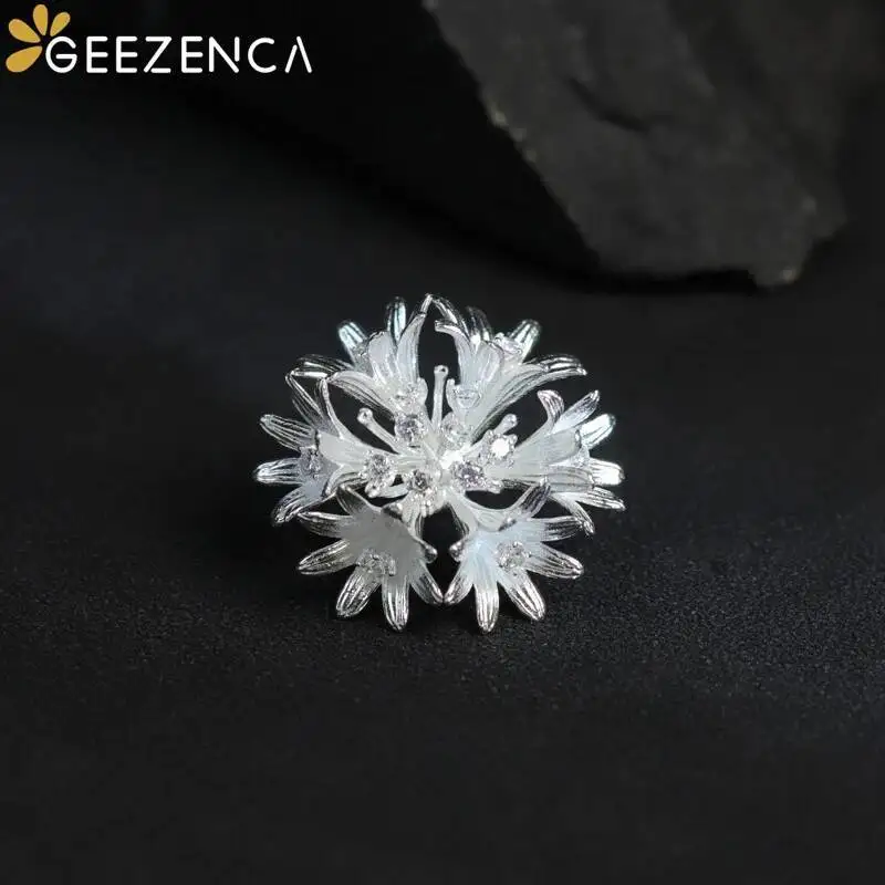 

GEEZENCA 925 Sterling Silver 5A Zircon Flower Brooches For Women Chic Cornflower Clothing Accessories Pins Brooch 2024 New Gift