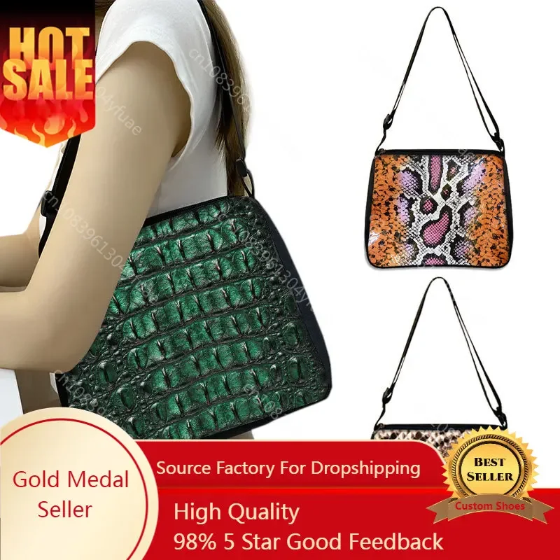 Women Serpentine Messenger Bag Small Square Shoulder Bags Snake Print Chain Crossbody Bags for Womengirls Underarm Handbag