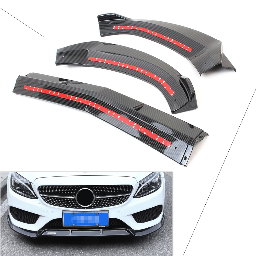 Carbon Fiber ABS Car Front Bumper Lip Cover Trims For Mercedes Benz C-Class W205 C180 C250 C300 C400 2015 2016 2017 2018