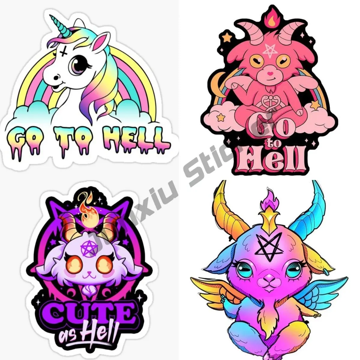 

Personality Decal Go To Hell Kawaii Goth Devil Car Stickers Occlusion Scratch Cartoon Racing Helmet Decals Car Door Protector