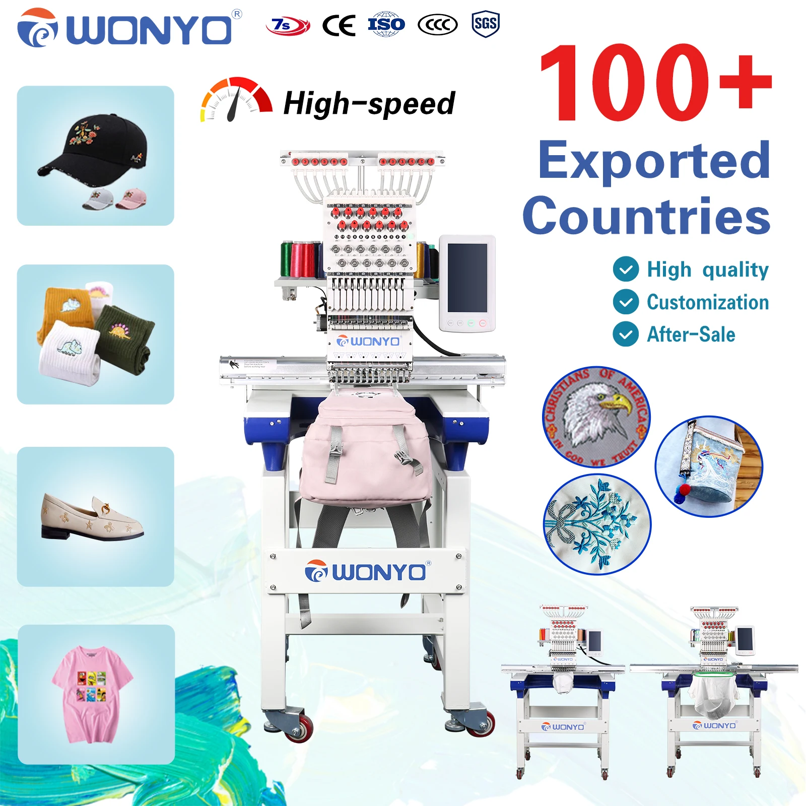 Offer 1 Year Free Warranty WONYO 1 Head Embroidery Machine with Embroidery Software Support Direct Photo Digital Embroidery