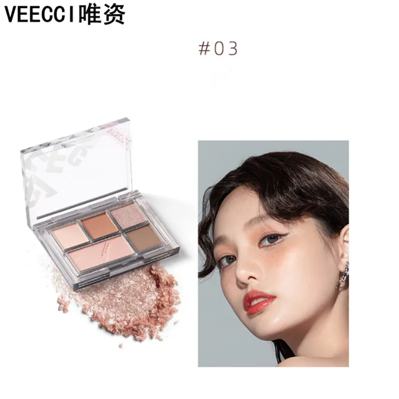 アイシャドウパレット 5個セット Veecci-アイシャドウパレット,真珠のきらめく色,長持ちする,5色