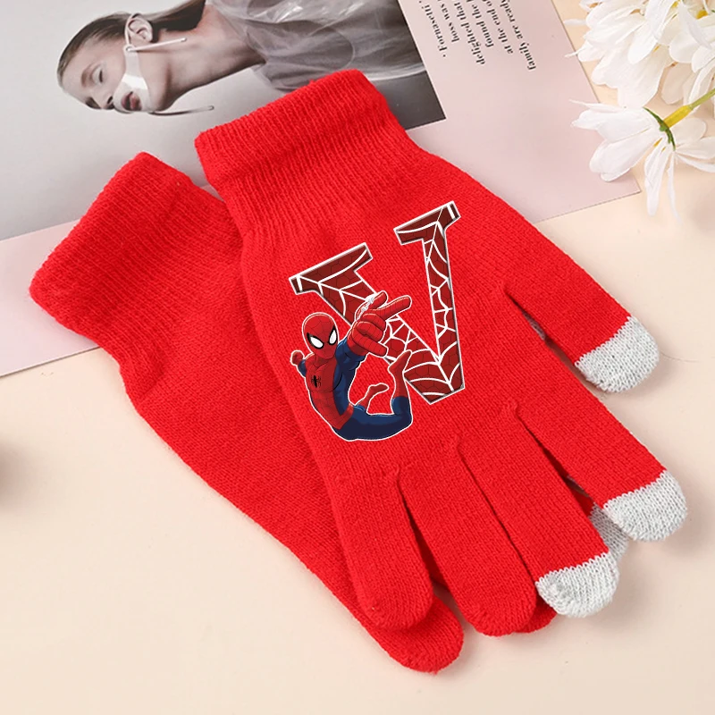 Neue Spiderman Kinder Handschuhe Cartoon Brief A-Z Gedruckt Gestrickte Handschuhe Jungen Winter Outdoor Warme Zubehör Kinder Weihnachten Geschenk