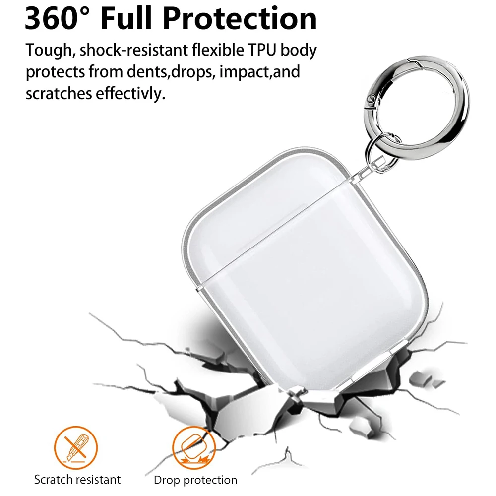 Transparent Case For AirPods 1 2 3 Pro Pro2 Clear Soft TPU Wirelsss Headphones Protective Cover with keychain