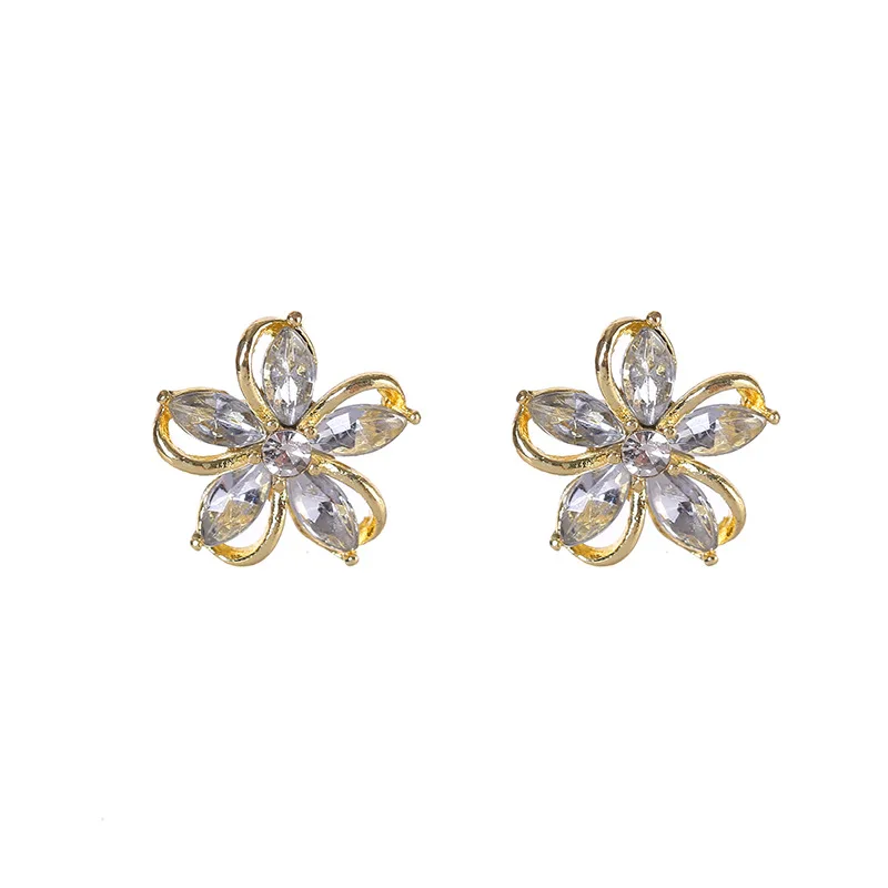 925 Silver Needle Korean Fashion Crystal Flower Earrings For Women Jewelry 2026 Trending Luxury Zircon Flowers Stud Earrings M28