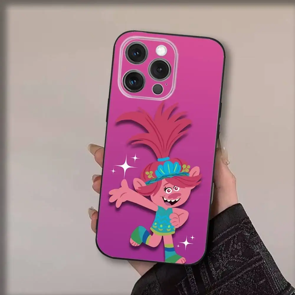 Film T-Trolls P-Poppy-ys Handyhülle für iPhone16,15,14,13,12,11,Pro,Max,Plus,X,XS,SE4,E,Mini,Soft Black Case