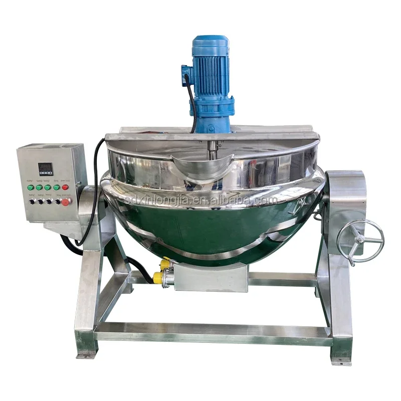 200l 500l 1000l Jacketed Kettle Steam Electric Gas Heating Cooking Pot Industrial Jacketed Kettle Cooker