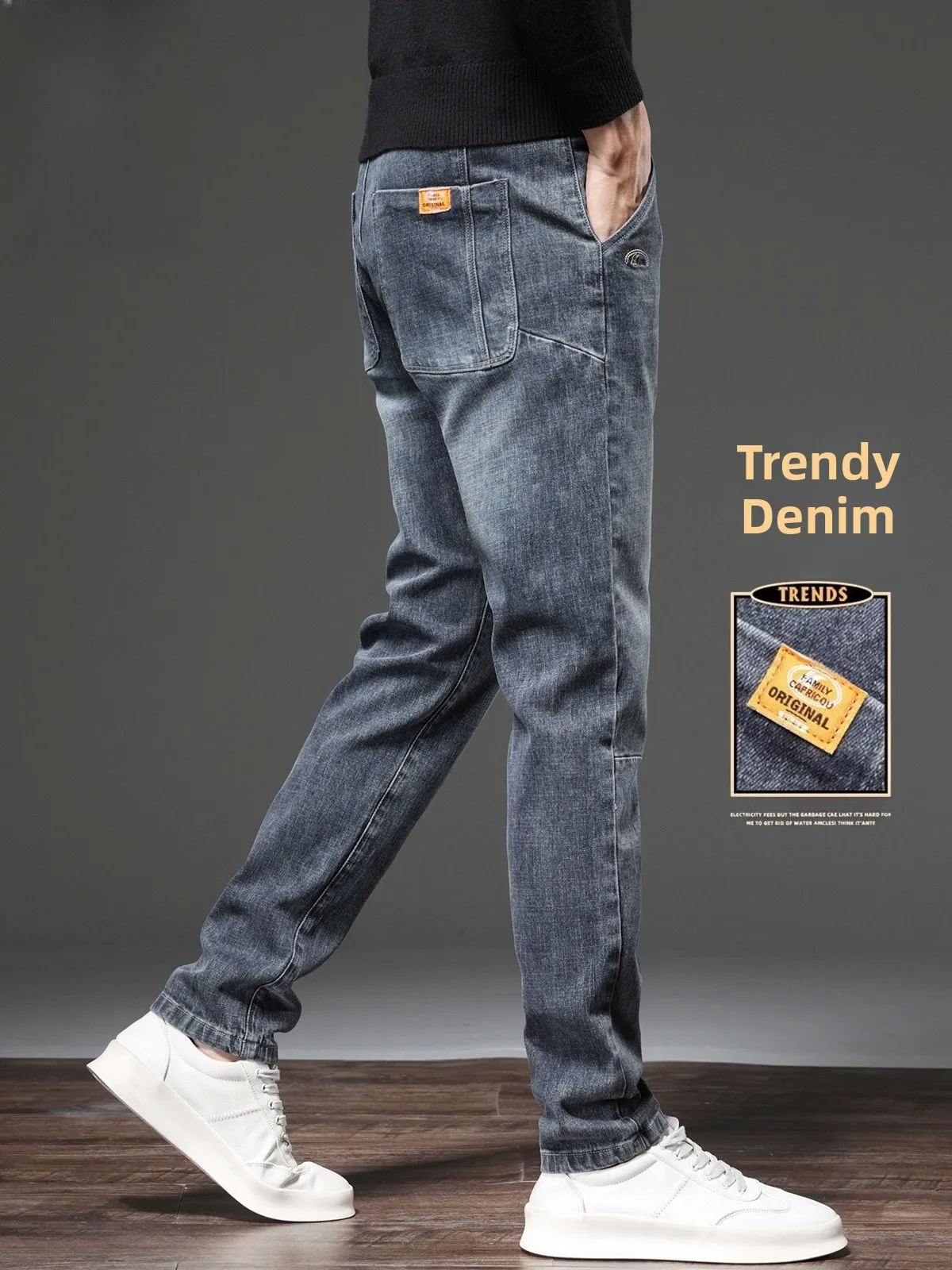 

Men's Straight Leg Jeans Waed American Street Sle Spring Trendy Long Trousers Casual Wear Youth Faion
