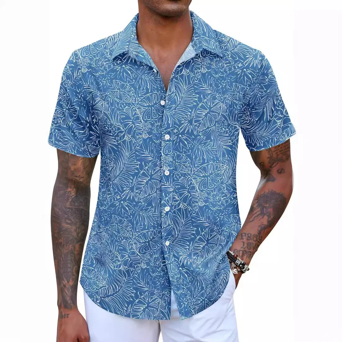 

Summer Man Hawaiian Plant Leaves 3d Print Men Hawaiian Shirt Outdoor Street Casual Summer Turndown Short Sleeve Polyester shirt