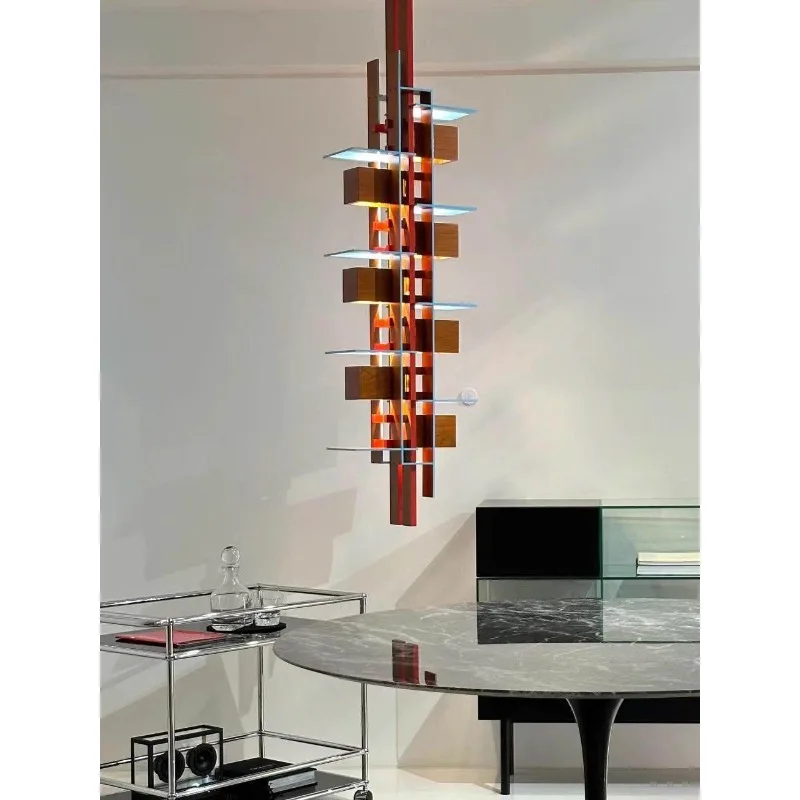 High Mountain Flowing Water Style Japanese Solid Wood Mid-century Design Villa Restaurant  Model Room Decorative Lighting