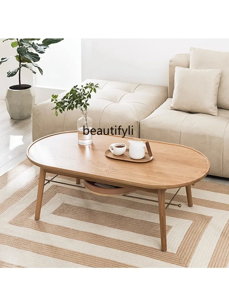 Nordic Solid Wood Light Coffee Table Wood Color Small Apartment Tea Table