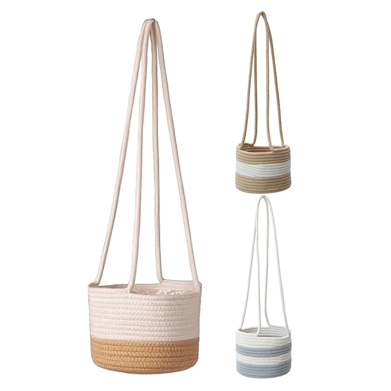 

Hanging Planter Woven Plant Basket Indoor Up To 7Inch Flower Pot Macrame Plant Hangers Storage Organizer Home Decor