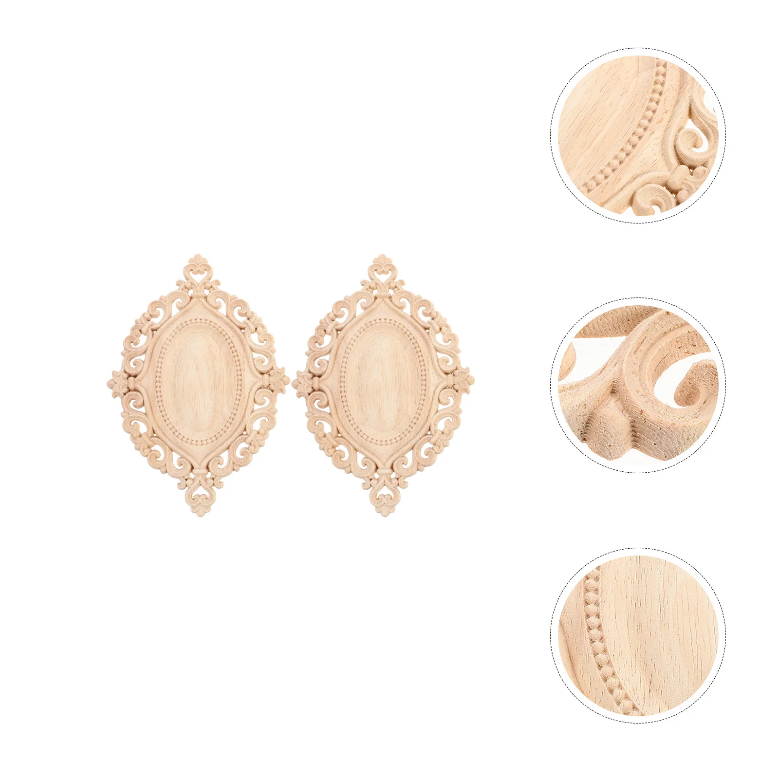 

2Pcs Wood Carved Onlay Exquisite Wooden Appliques Traditional Furniture Decal Home Decoration Door Cabinet Bed Decor