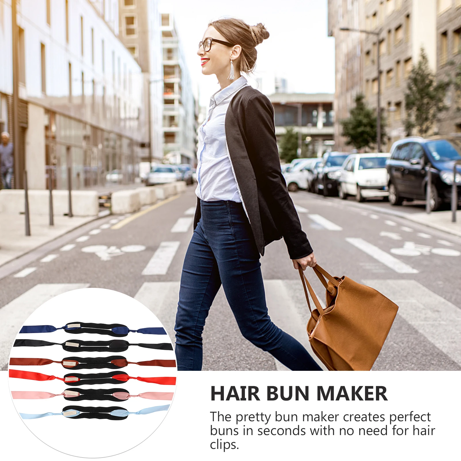 

6Pcs Hair Bun Maker Donut Sponge Holder Ribbon Stylish Hairbands Quick Hairstyle Accessories for Daily Party Wedding Prom