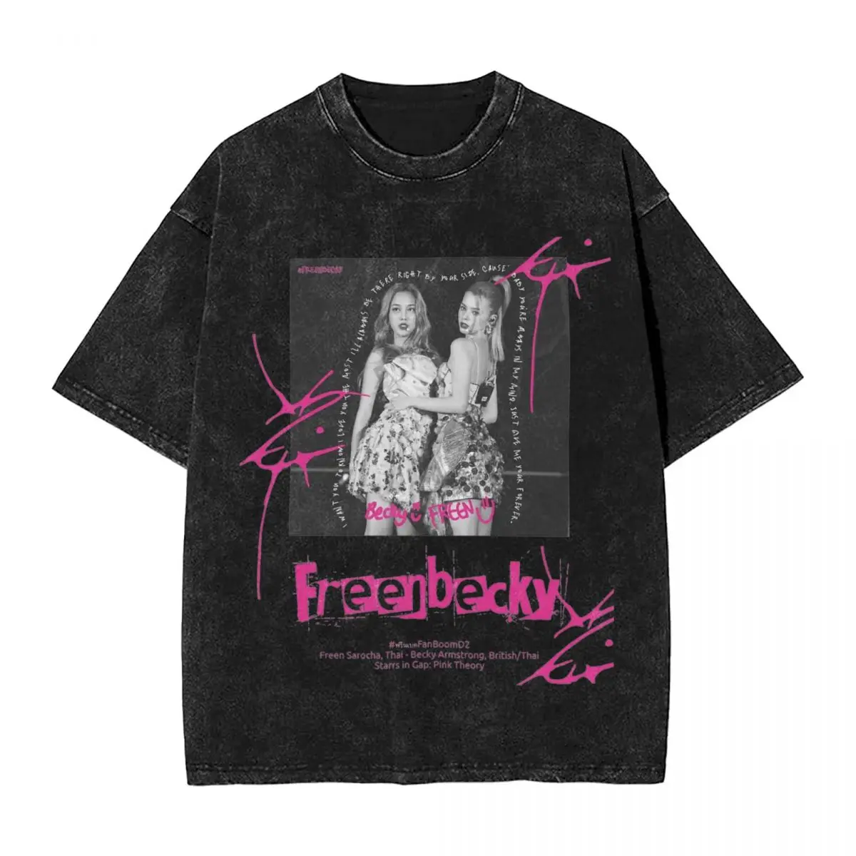 Vintage Washed T-Shirt Freenbecky Thai Actor Simple T Shirts Beautiful Girl Poster Tshirt for Man Summer Y2K Funny Casual Tees