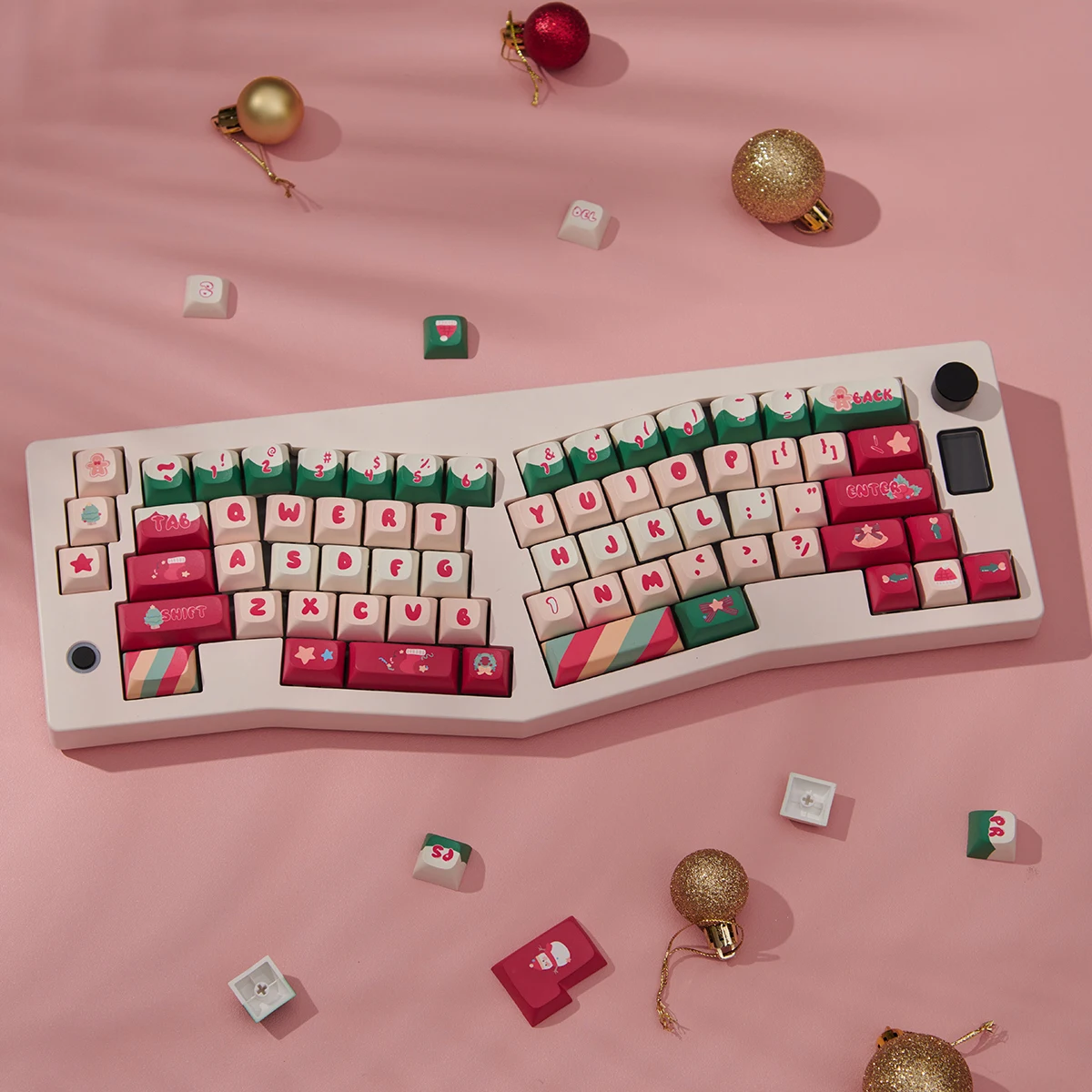 

Mifuny Merry Christmas Keycaps Original Retro X'mas Keycap Fullset Thincked PBT Dry Subbed URE Ergonomic for Mechanical Keyboard