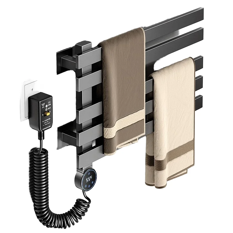Intelligent Touch Screen Timer Wall Mounted 5 Bars Stainless Steel Towel Warmer Rack Bathroom Heater For Hotel Use