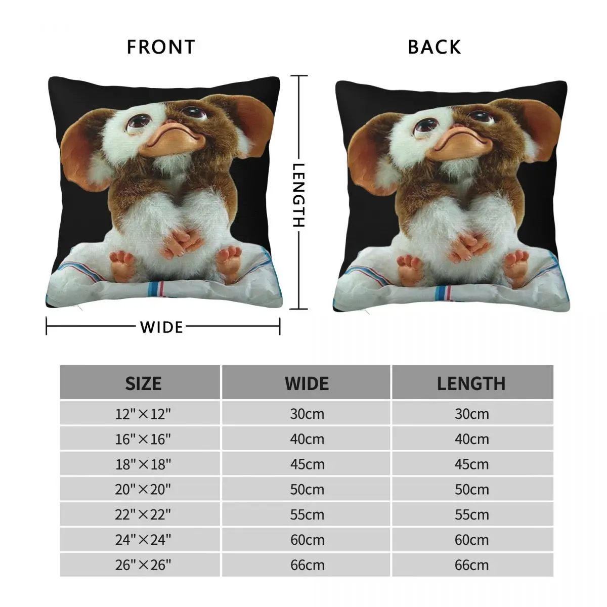 Gizmo Gremlins Secrets Of The Mogwai Square Pillowcase Polyester Linen Velvet Zip Decor Throw Pillow Case Room Cushion Cover 18