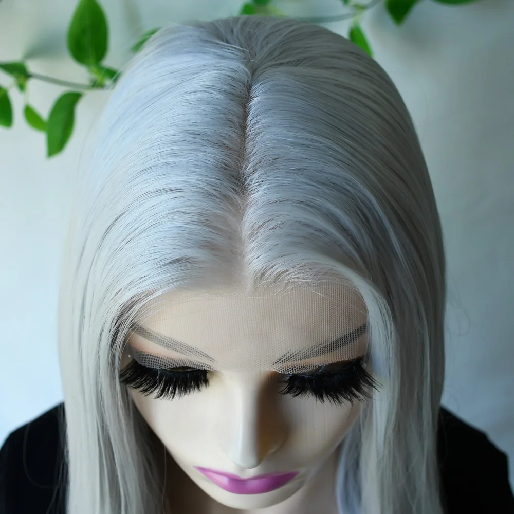 

180Density Grey Bob Wigs Silver Grey 13x4 HD Transparent Lace Frontal Bob Wig Short Synthetic Lace Front PrePlucked